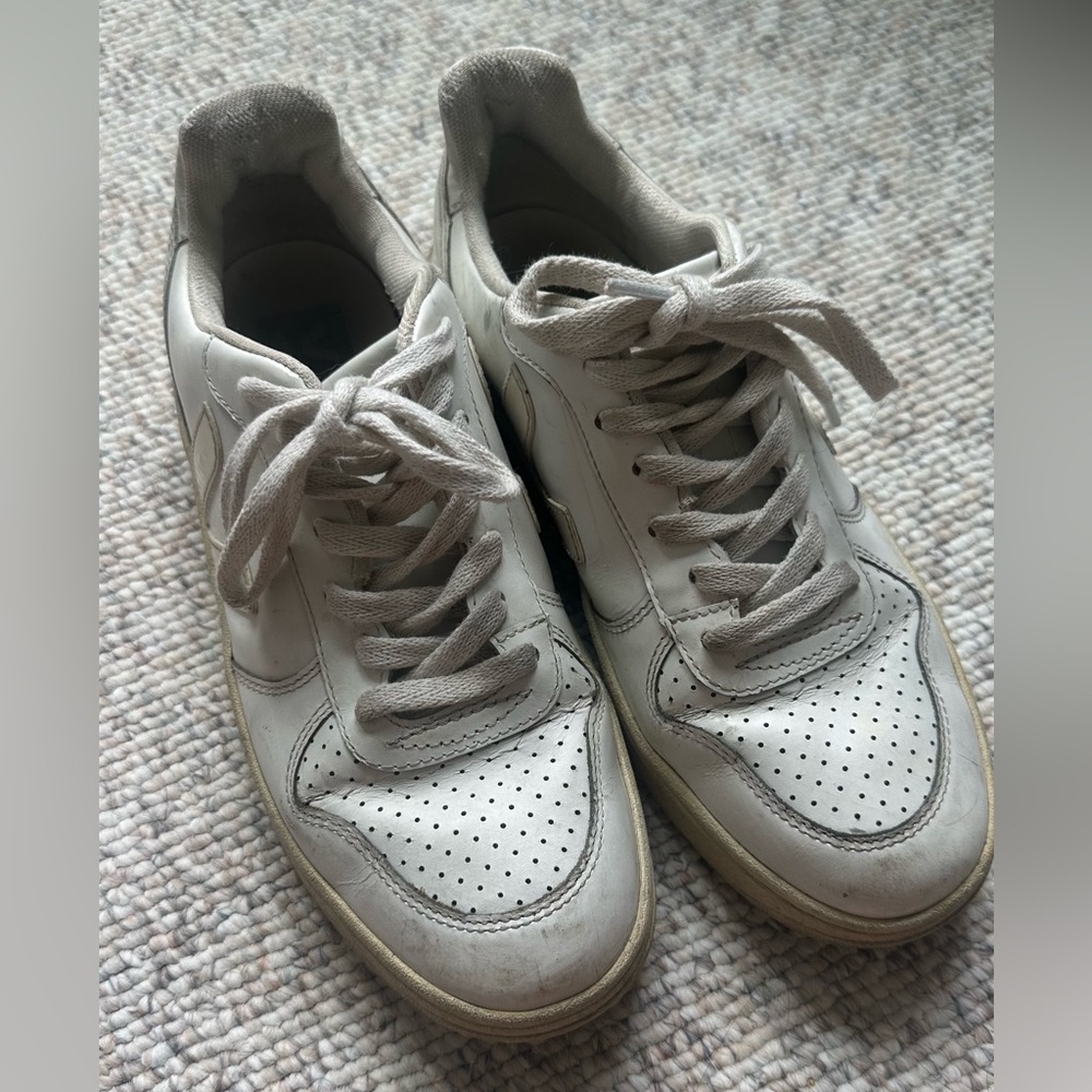Veja White Sneakers with Suede Accents